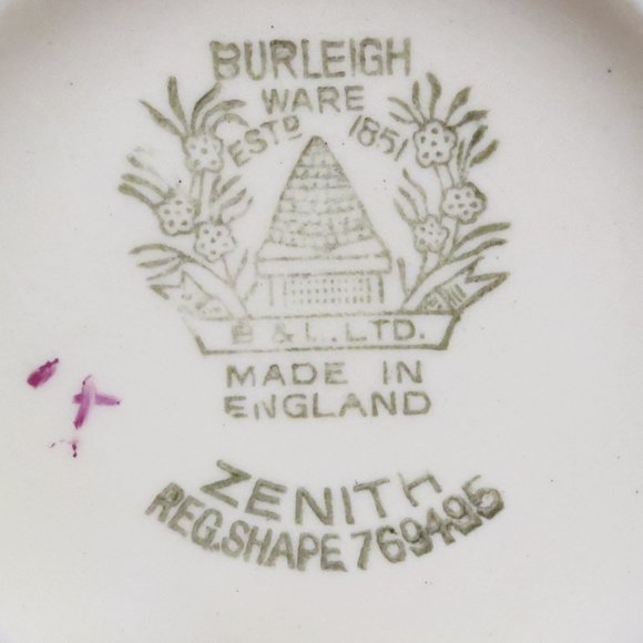 Burleigh Ware Bouilon Cream Soup Cup w/ Saucer Zenith Burgess & Leigh Ltd 1930's - Picture 8 of 8